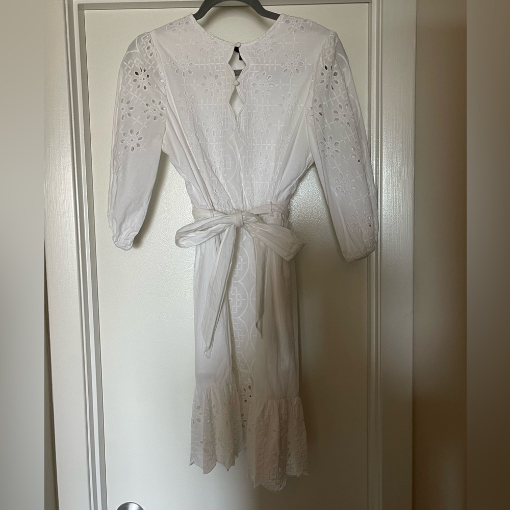 J.Crew | white eyelet dress with tie belt | size S